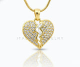 Collar Elegante - 106901 - Collar Corazon Roto CZ Clara - Oro Laminado 18K