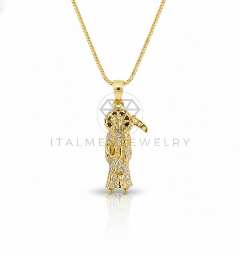 Collar Elegante - 106902 - Collar Santa Muerte CZ Clara - Oro Laminado 18K