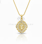 Collar Elegante - 106903 - Collar Santo CZ Clara - Oro Laminado 18K