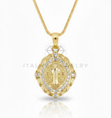 Collar Elegante - 106903 - Collar Santo CZ Clara - Oro Laminado 18K