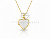 Collar Elegante - 106904 - Collar Corazon Relicario Blanco - Oro Laminado 18K