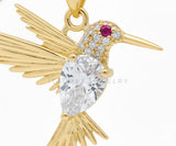 Collar Elegante - 106906 - Collar Colibri CZ Clara y Rosa - Oro Laminado 18K