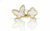 Anillo de Lujo - 106907 - Anillo Ajustable Mariposa y Diseño Europeo Blanco - Oro Laminado 18K