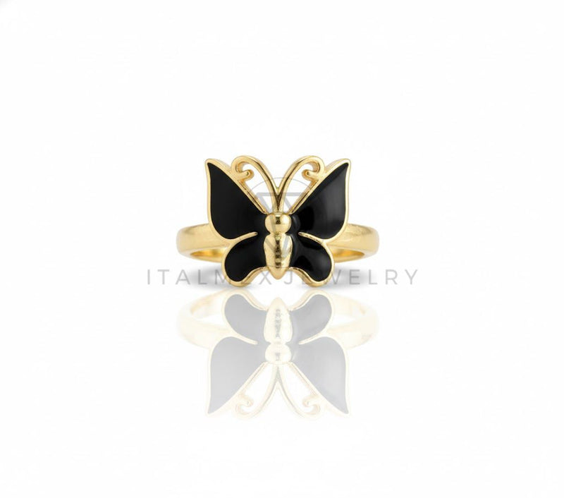 Anillo de Lujo - 106909 - Anillo Ajustable Mariposa Negra - Oro Laminado 18K