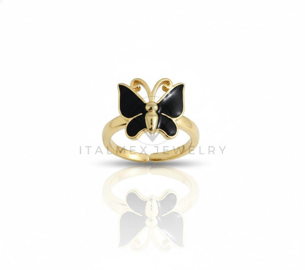Anillo de Lujo - 106909 - Anillo Ajustable Mariposa Negra - Oro Laminado 18K