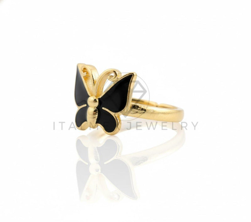 Anillo de Lujo - 106909 - Anillo Ajustable Mariposa Negra - Oro Laminado 18K