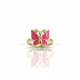 Anillo de Lujo - 106910 - Anillo Ajustable Mariposa Rosa - Oro Laminado 18K