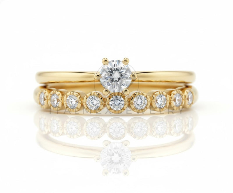 Anillo de Lujo - 106911 - Anillo Ajustable Doble CZ Clara - Oro Laminado 18K