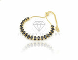 Pulsera de Lujo - 106923 - Pulsera Ajustable CZ Negra - Oro Laminado 18K