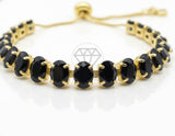 Pulsera de Lujo - 106923 - Pulsera Ajustable CZ Negra - Oro Laminado 18K