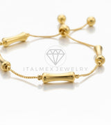 Pulsera de Lujo - 106927 - Pulsera Ajustable con Tubos Dorados - Oro Laminado 18K