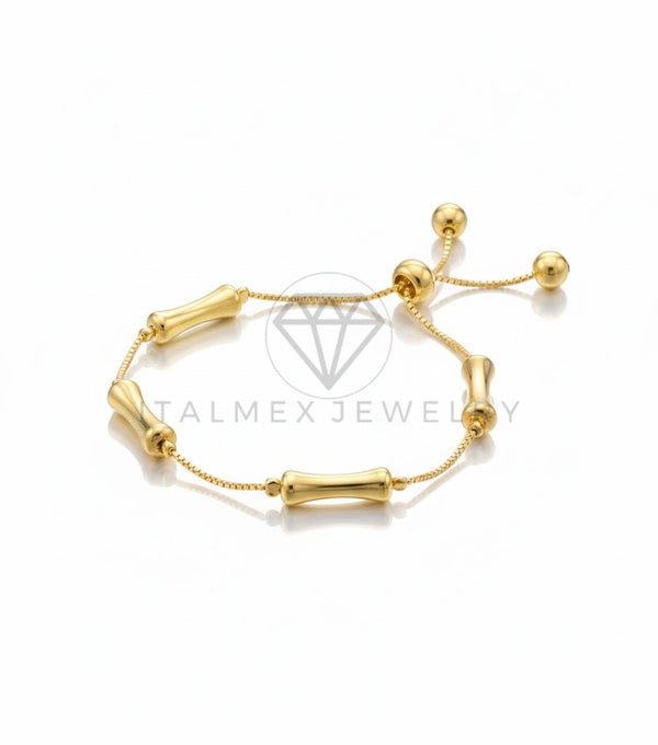 Pulsera de Lujo - 106927 - Pulsera Ajustable con Tubos Dorados - Oro Laminado 18K