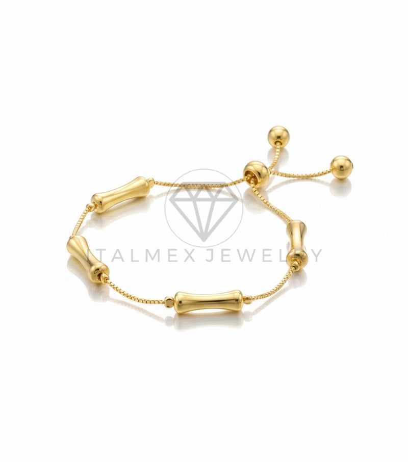 Pulsera de Lujo - 106927 - Pulsera Ajustable con Tubos Dorados - Oro Laminado 18K