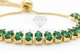 Pulsera de Lujo - 106930 - Pulsera Ajustable CZ Verde - Oro Laminado 18K
