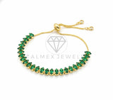 Pulsera de Lujo - 106930 - Pulsera Ajustable CZ Verde - Oro Laminado 18K