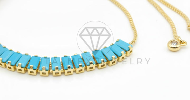 Pulsera de Lujo - 106931 - Pulsera Ajustable Turquesa - Oro Laminado 18K