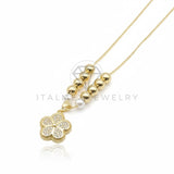 Collar Elegante - 106932 - Collar Flor CZ Clara con Perlitas - Oro Laminado 18K