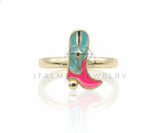 Anillo de Lujo - 106970 - Anillo Ajustable Bota Vaquera- Oro Laminado 18K