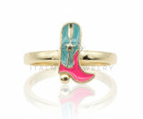Anillo de Lujo - 106970 - Anillo Ajustable Bota Vaquera- Oro Laminado 18K