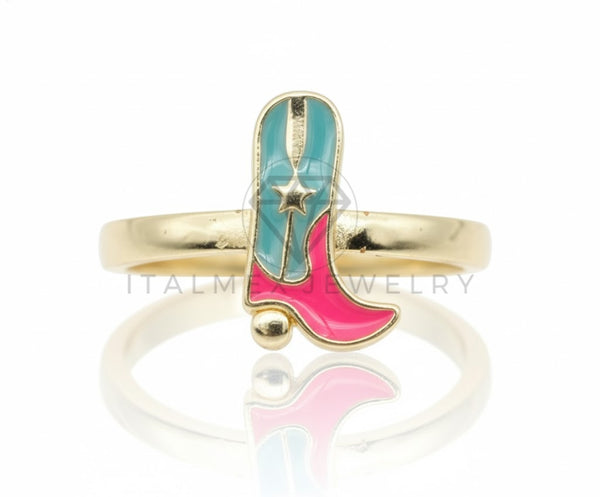 Anillo de Lujo - 106970 - Anillo Ajustable Bota Vaquera- Oro Laminado 18K