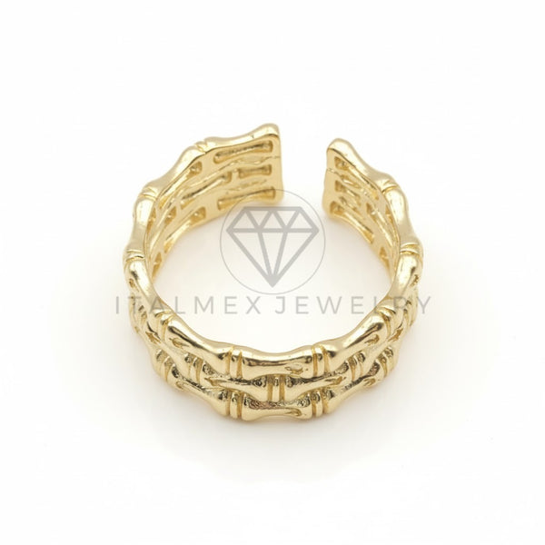 Anillo de Lujo - 106971 - Anillo Ajustable Estilo Bamboo - Oro Laminado 18K