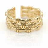 Anillo de Lujo - 106971 - Anillo Ajustable Estilo Bamboo - Oro Laminado 18K