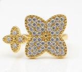 Anillo de Lujo - 106985 - Anillo Ajustable Inspirado Diseñador Europeo CZ Clara - Oro Laminado 18K