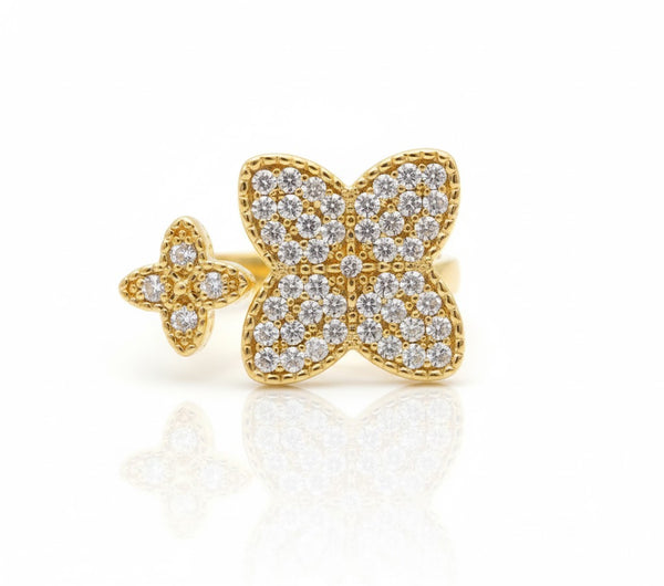 Anillo de Lujo - 106985 - Anillo Ajustable Inspirado Diseñador Europeo CZ Clara - Oro Laminado 18K