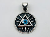 Dije No Religioso - 105510 - Medalla Illuminati Ojo Azul - Plata .925