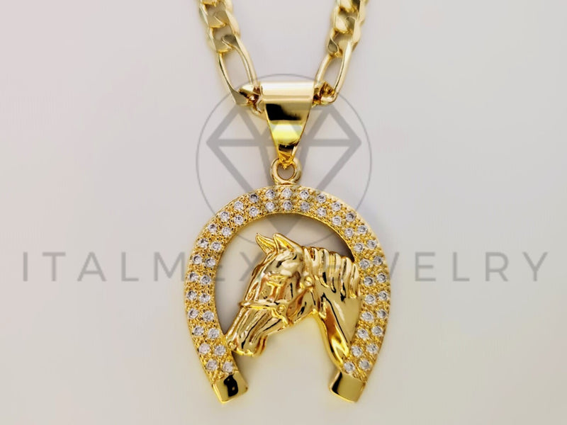 Dije de Lujo - 105118 - Dije Herradura con Caballo Oro Laminado 18K