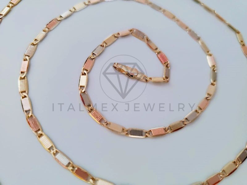 Cadena Clásica - 104953 - Estilo Gucci Rayada 2.5mm/24 Pulgadas Florentina - Oro Laminado 18K