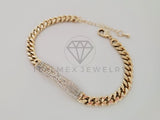 Pulsera de Lujo - 105318 - Esclava Cubana Placa Grecas 4mm - Oro Laminado 18K
