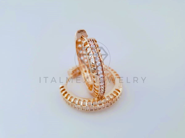 Arete de Lujo - 104895 - Aracada Clasica con Circonia Clara Oro Laminado 18K