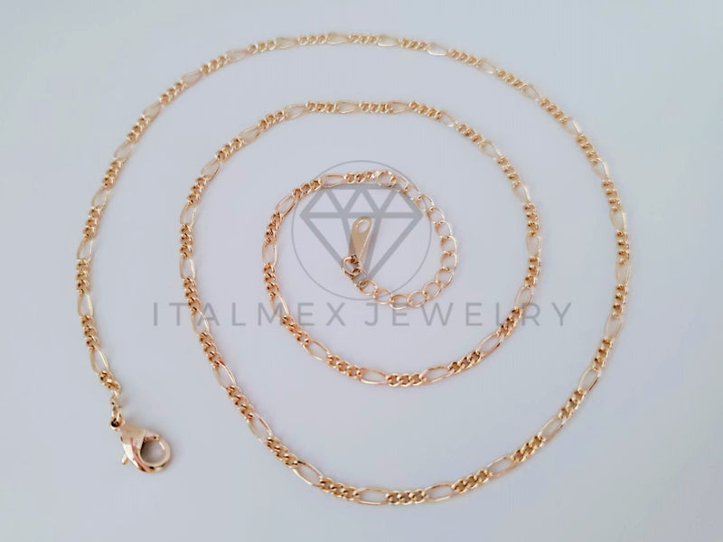 Cadena Clásica - 106086 - Estilo Figaro Diamantada 2mm/18" Dorada - Oro Laminado 18K