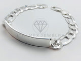 Pulsera de Lujo - Esclava Figaro Placa Lisa 8.5mm Plata .925