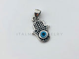Dije No Religioso - 105934 - Diseño Mano Hamsa y Ojo Turco Azul Plata .925