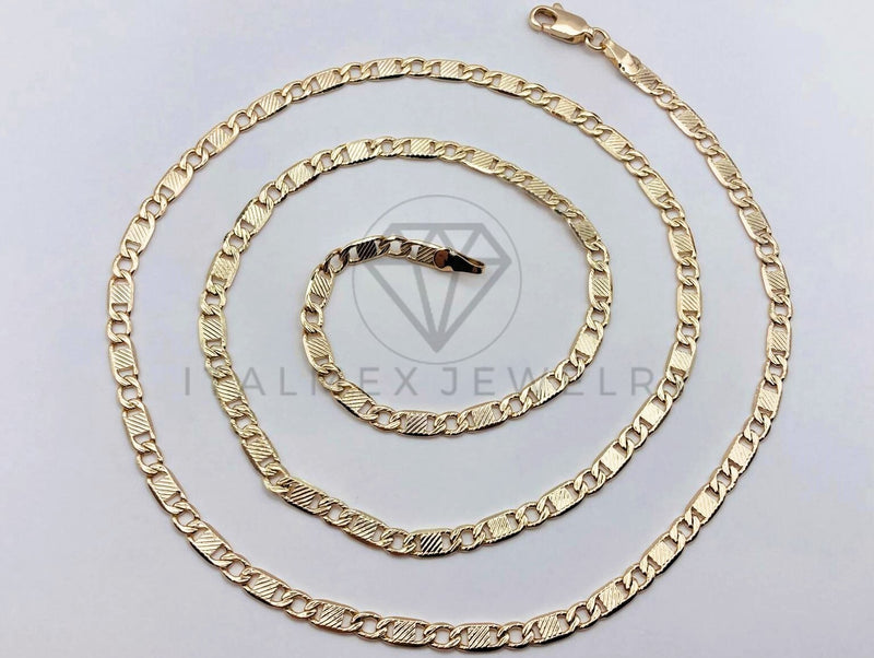 Cadena Clasica - 106171 - Estilo Gucci Rayada 3.5mm x 24 Pulgadas Dorada - Oro Laminado 18K