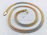 Cadena Clasica - 106177 - Estilo Tejido Italiano 7mm x 24 Pulgadas 3 Oros - Oro Laminado 18K