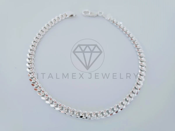 Pulsera de Lujo - 104825 - Diseño Cubana Miami 4mm/8" Plata Fina .925