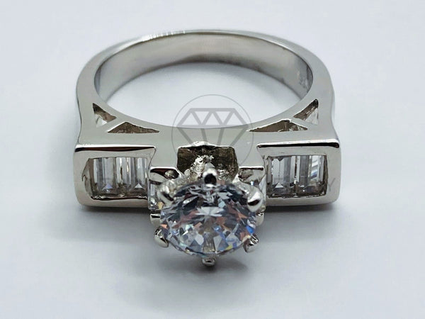Anillo de Plata - 105888 - Anillo Solitario Circonia Baguette Plata .925