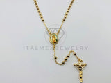 Rosario de Lujo - 105904 - Estilo Clásico Bola Lisa con Medalla de Nuestra Señora Oro Laminado 18K
