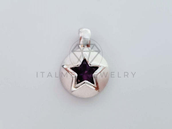 Dije No Religioso - 105157 - Dije Estrella Circonia Morada Plata .925