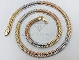 Cadena Clasica - 106177 - Estilo Tejido Italiano 7mm x 24 Pulgadas 3 Oros - Oro Laminado 18K