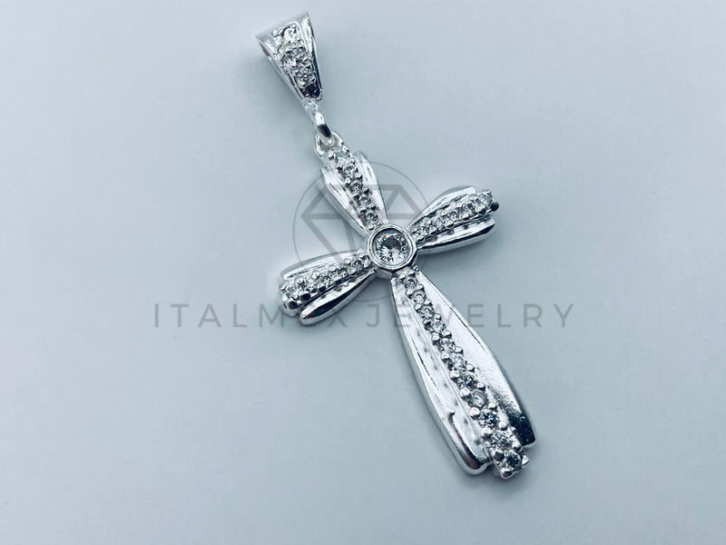 Dije de Lujo - 106269 - Dije Cruz Hilera con Circonia - Plata .925