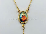 Rosario de Lujo - 105910 - Rosario Clásico Bola Lisa con Medalla de Nuestra Señora Oro Laminado 18K