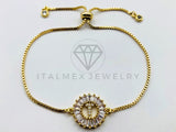 Pulsera Ajustable - 102556 - Diseño de Inicial "T" CZ Clara - Oro Laminado 18K