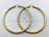 Arete de Lujo - 105989 - Arracada Rayada ZigZag 8cm 3 Oros - Oro Laminado 18K