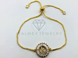 Pulsera Ajustable - 102636 - Diseño de Inicial "K" Circonia Clara - Oro Laminado 18K
