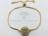 Pulsera Ajustable - 102552 - Diseño de Inicial "O" CZ Clara - Oro Laminado 18K