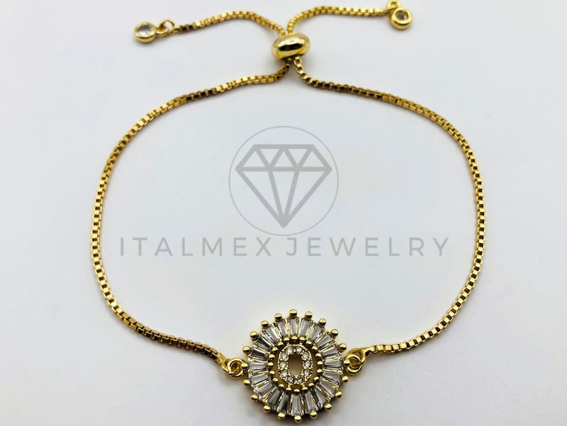 Pulsera Ajustable - 102552 - Diseño de Inicial "O" CZ Clara - Oro Laminado 18K